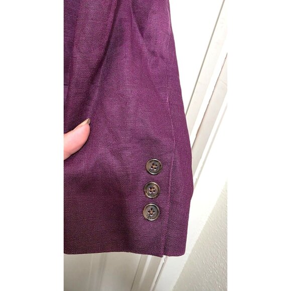 Classiques for Nordstrom Women's S Purple 100% Linen Blazer Jacket Two-Button - Picture 4 of 9